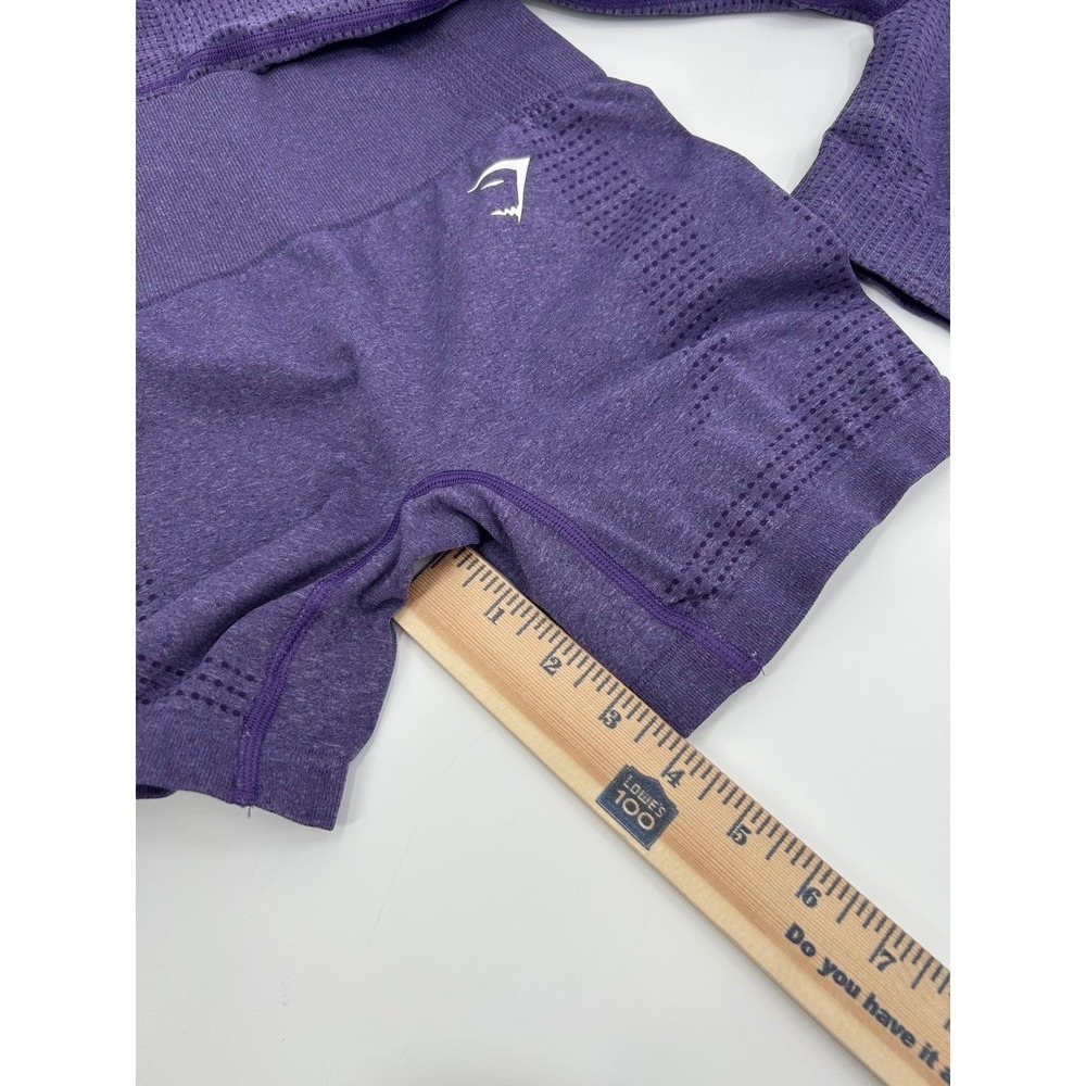 Gymshark Vital Seamless 2.0 Purple Long Sleeve Crop Top and Shorts Set Womens XS - Picture 7 of 12